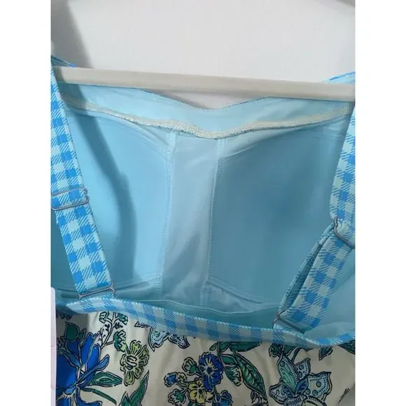 Lands' End Women's Floral Check Tankini Bathing Suit Top 8 D - Picture 6 of 13